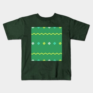 green background cloth pattern and red cut pattern Kids T-Shirt